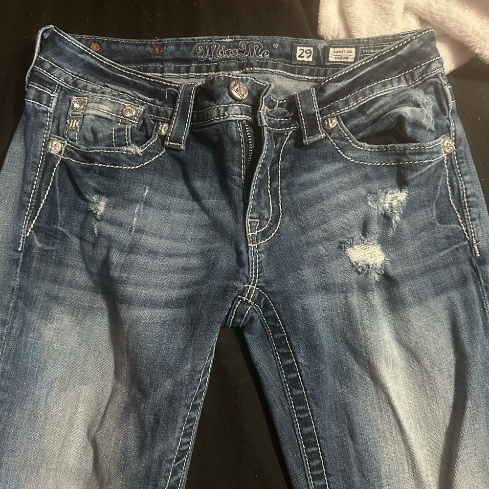 Miss Me Distressed Dark Blue Skinny Jeans